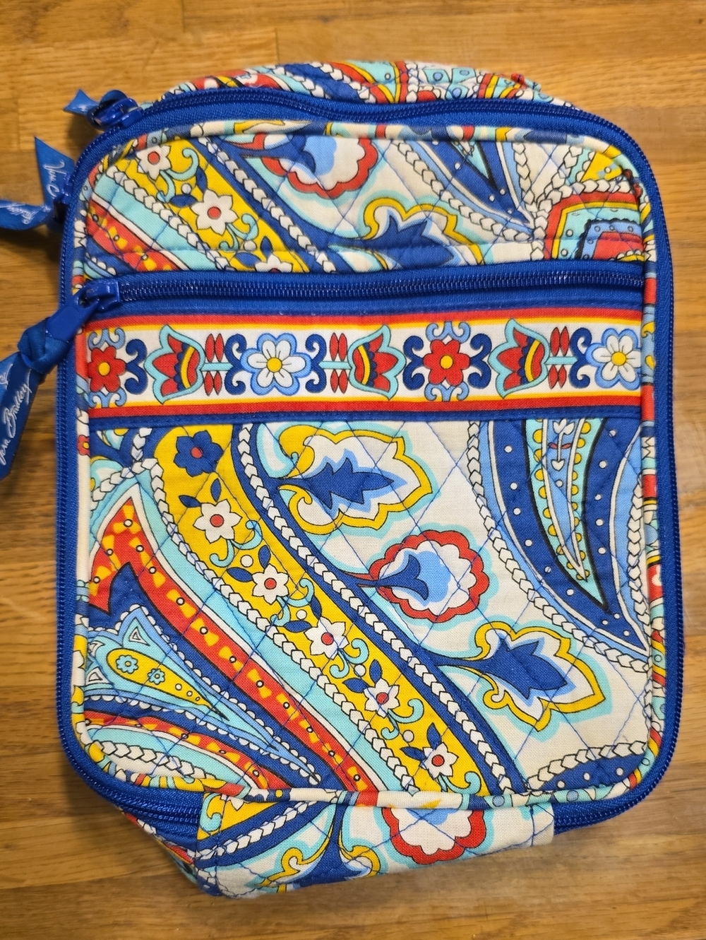 Vera Bradley Blue, Yellow & Red Paisley Quilted Cosmetic Case